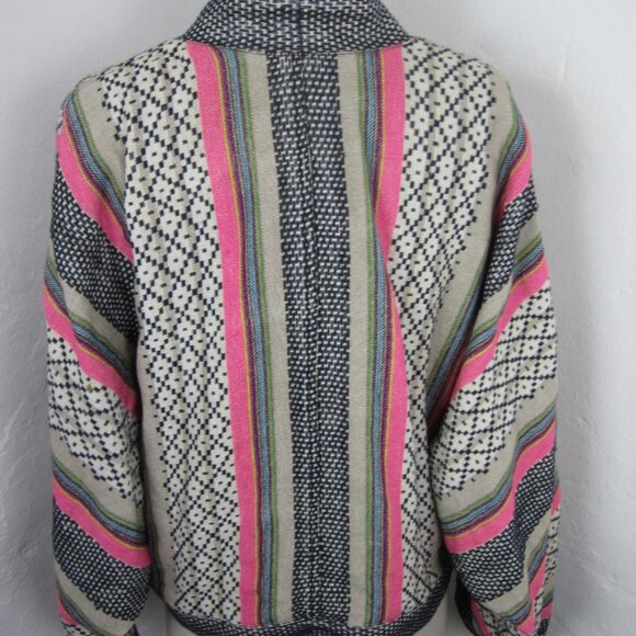 Free People Spirit Jacket Size XS Pink Woven Stripe Cropped Oversized - Picture 5 of 6